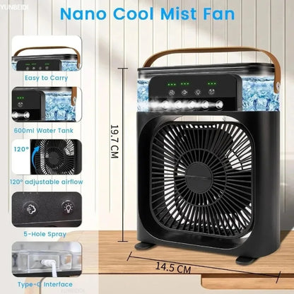 Portable Air Conditioner Fan with LED Light Humidifier