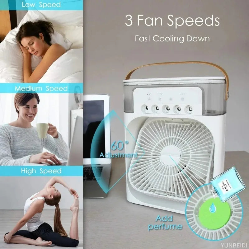 Portable Air Conditioner Fan with LED Light Humidifier